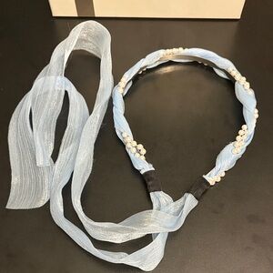 Blue Headband with Pearls